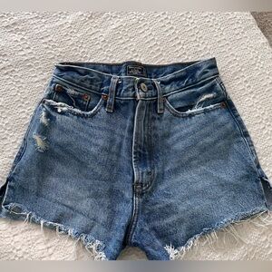 Abercrombie & Fitch Blue Jean Shorts Frayed Hem
